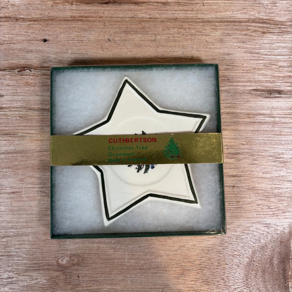 Cuthbertson 1984 Christmas Tree Star Ornament Vintage Made in England Ceramic